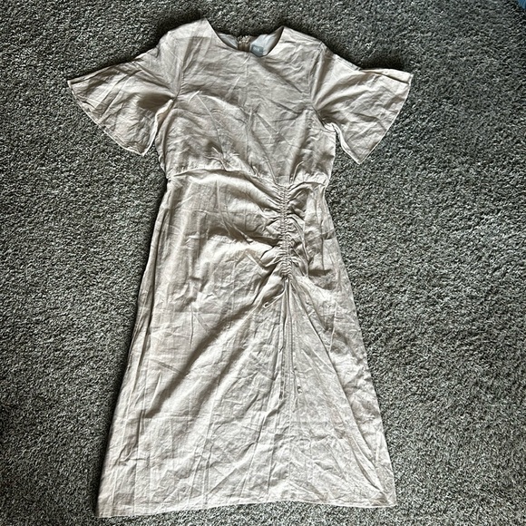 ASOS Beige Linen Blend Dress - Picture 1 of 5